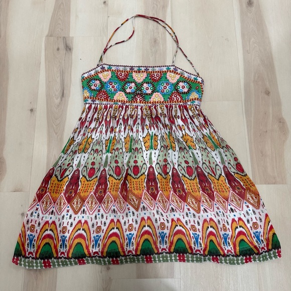 NWT Zara Strappy Back Boho Mini Dress Multicolor Embroidered Women's XS - Picture 4 of 14
